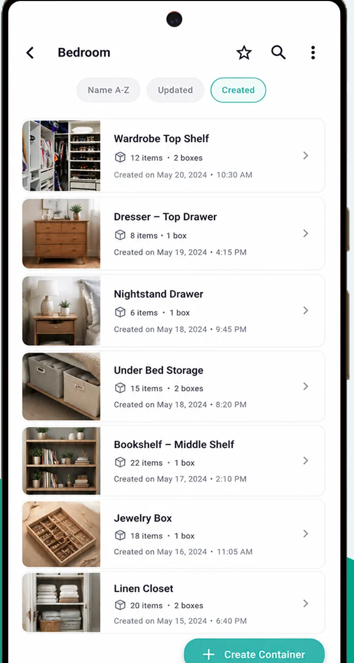 Storage areas and containers